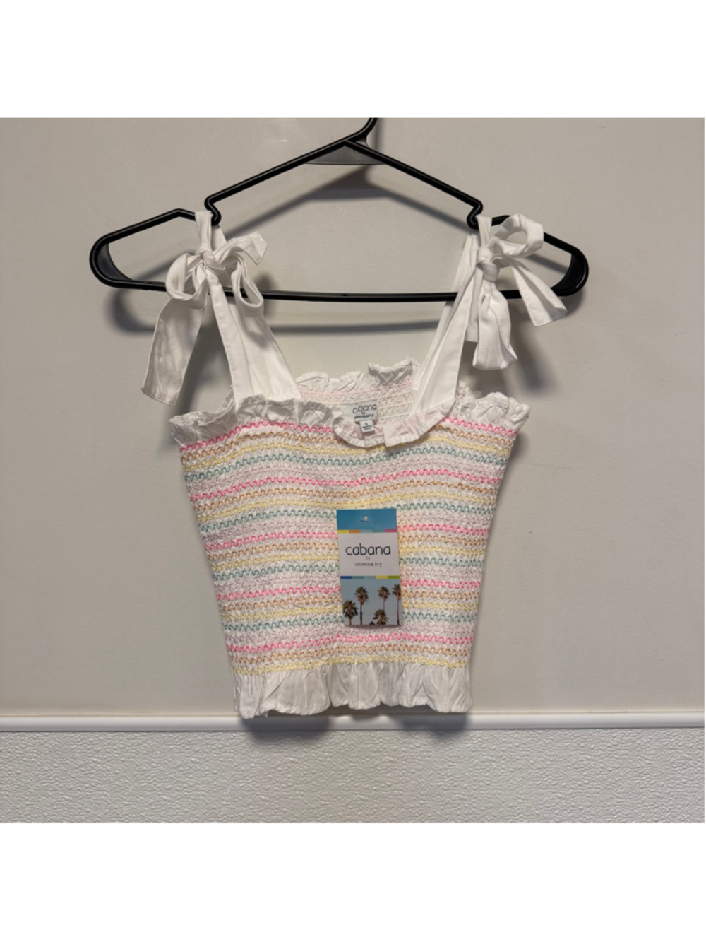 Women's Cabana by Crown & Ivy Crop Top Size S White Multicolor new nwt